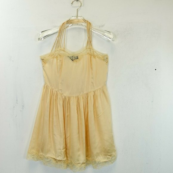 TOPSHOP Womens Ivory Cami Blouse 2P XSP Halter Floral Lace Sheer Braided Pleated - Picture 1 of 12